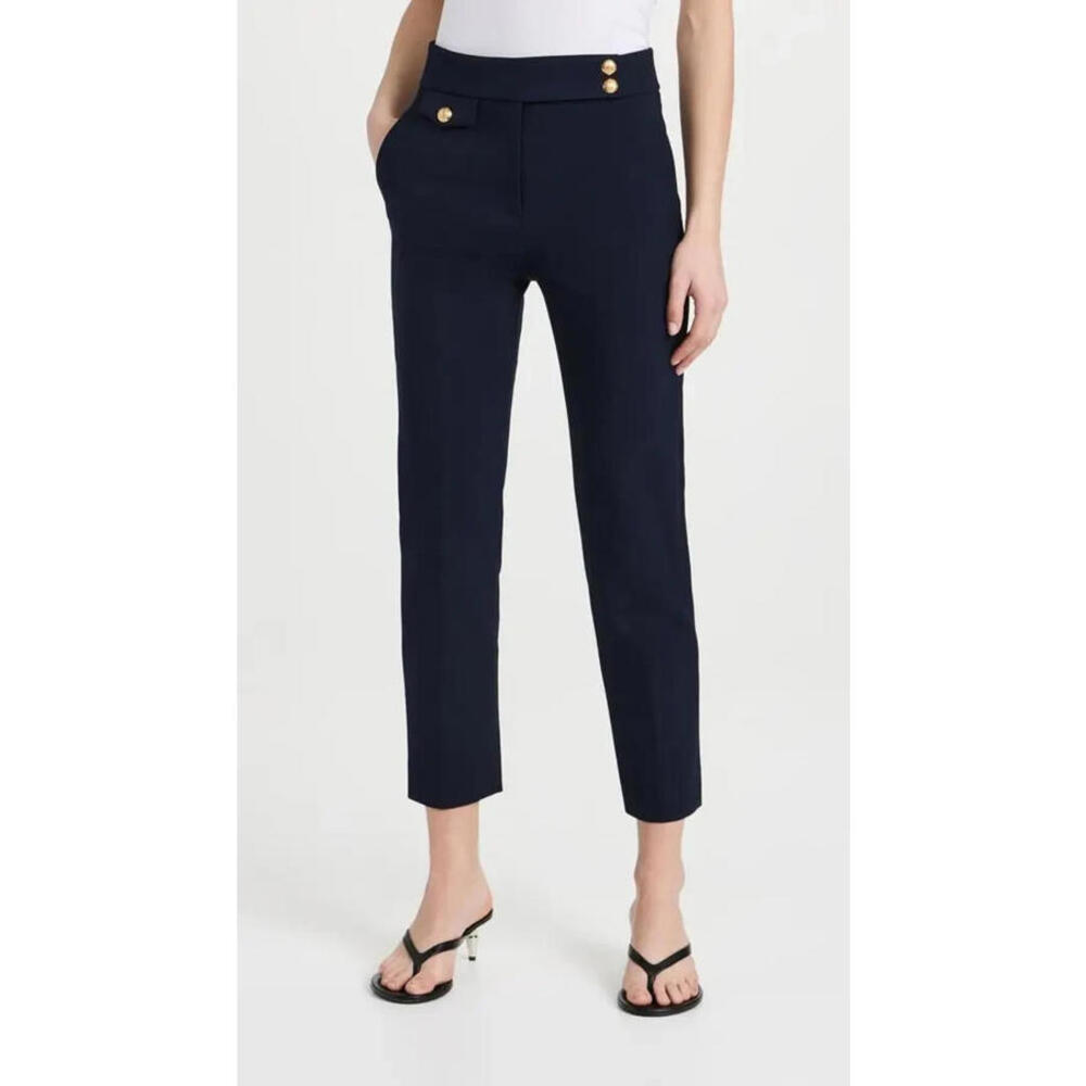 NEW Veronica Beard Renzo Slim leg Pants Blue/gold button 2 #P3098